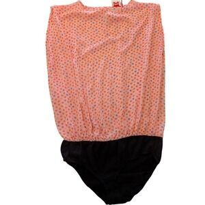 Fiorucci‎ Polka Dot Bodysuit Blouse Sheer Top Layering Piece Sz 44 It
